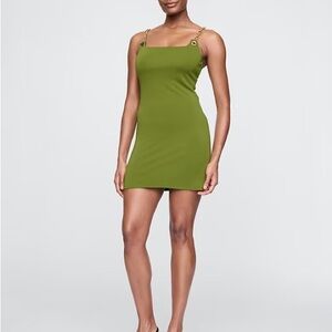 Cult Gaia Gap Green Mini Slip Chain Dress